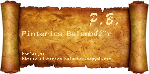 Pinterics Balambér névjegykártya
